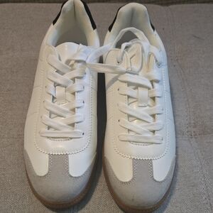 JustFab White and Gray Sneakers